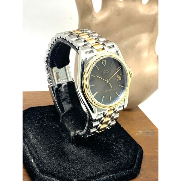 Tudor Mens Watch 15633 Monarch Vintage Swiss Brown Dial Two Tone Gold Steel 36mm - Picture 14 of 14